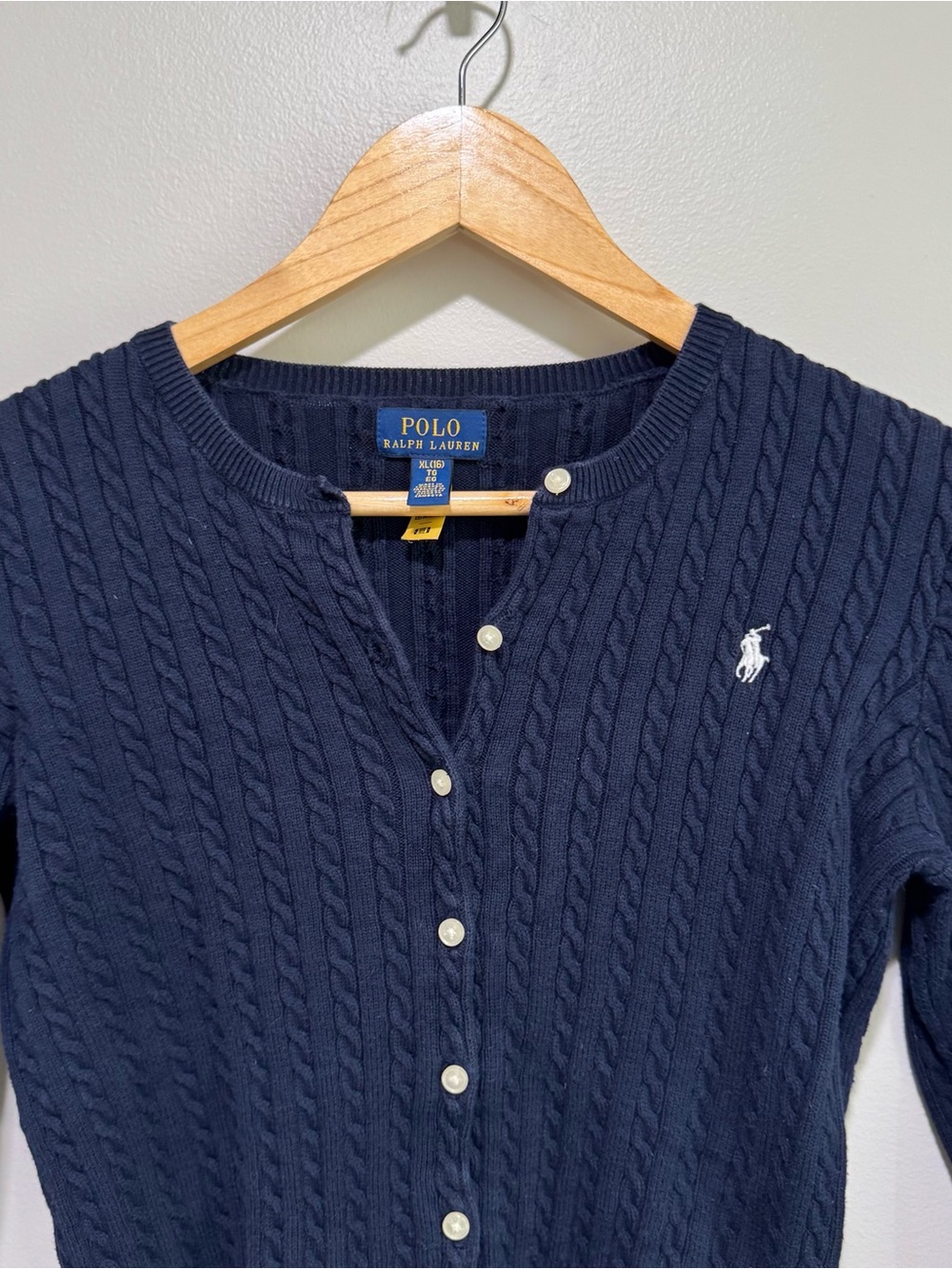 Polo by Ralph Lauren Navy Cable-Knit Cardigan with Pony